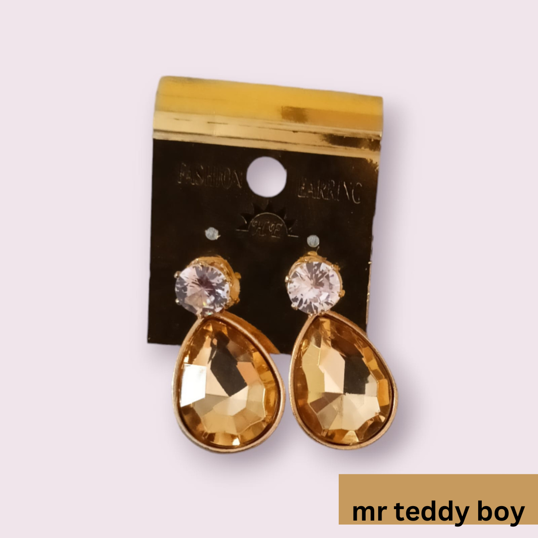 Oval Stone earrings-mr teddy boy